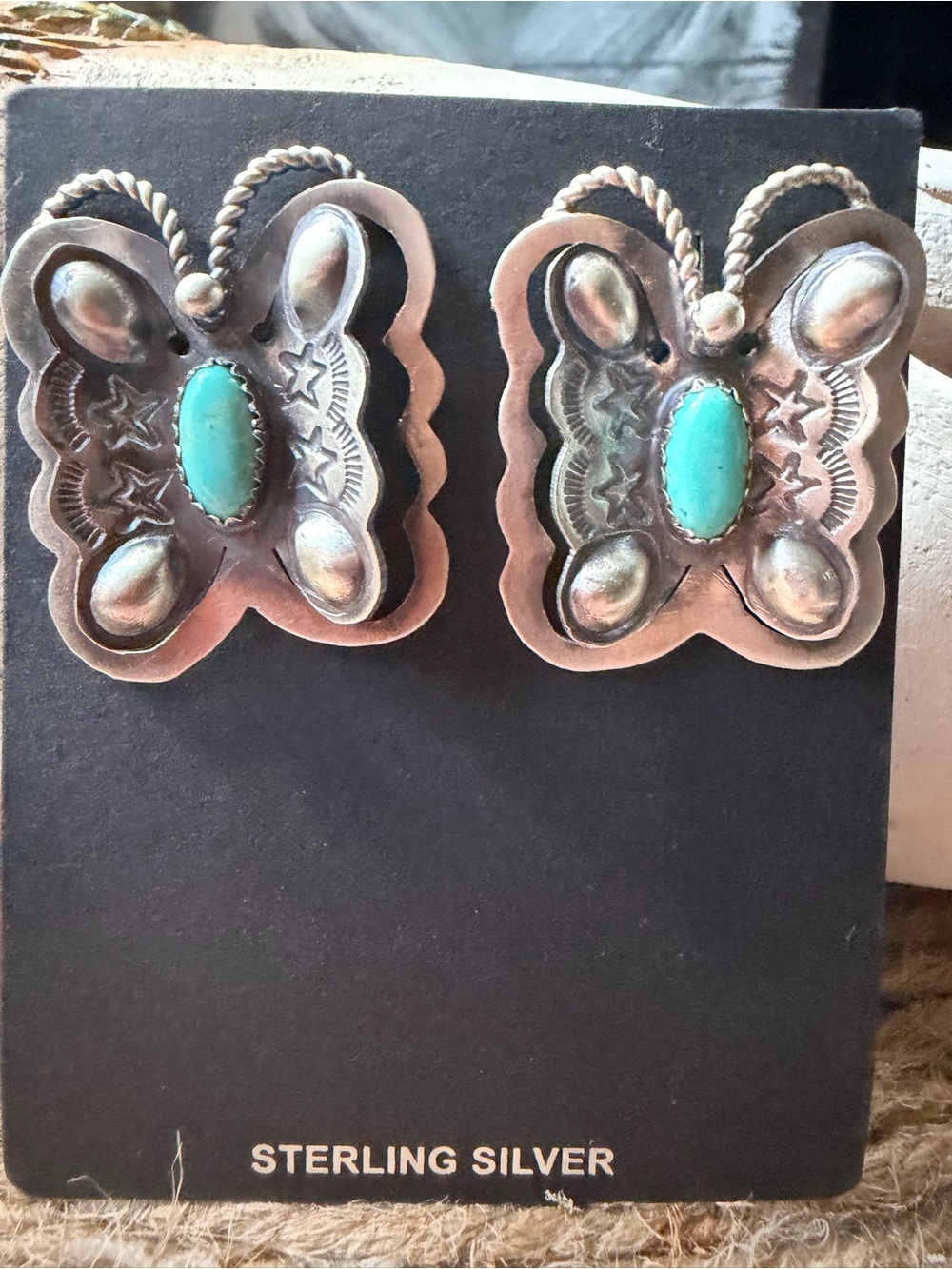 Gabriela Yazzie Sterling Silver Butterfly Turquoise Earrings - Women Jewelry